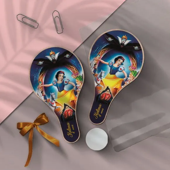 Raquete Ping Pong - Branca de Neve Personalizada - feito à mão por Mi Papelaria Criativa