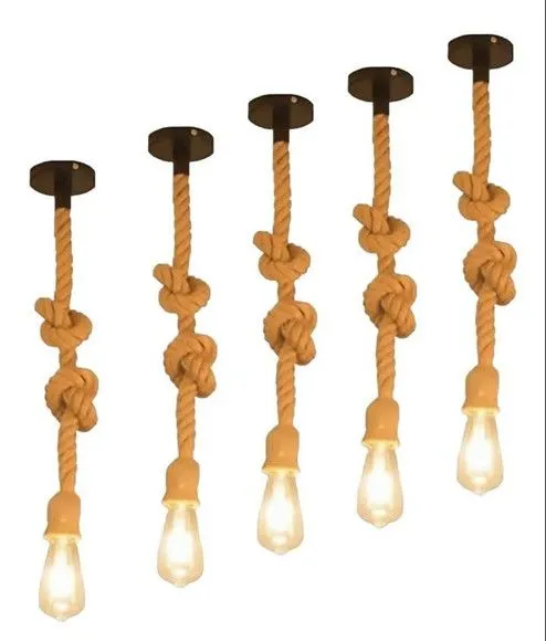 05 Luminária Pendente Design Rustico Corda Natural Bocal E27 - foto 3
