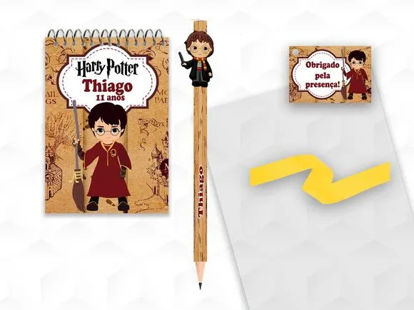 Bloquinho com Aplique Harry Potter Personalizado - artesanato feito à mão por creativitybynina