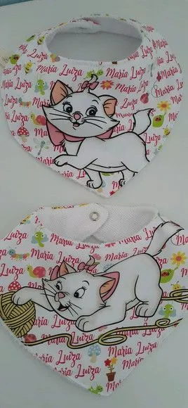 Kit 4 babadores - Gatinha - artesanato feito à mão por Innovare Studio