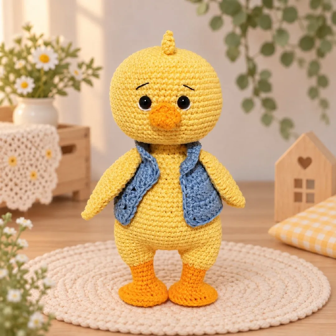 Patinho Amigurumi com Colete Azul – Feito à Mão com Amor 🐥💙 - foto 2