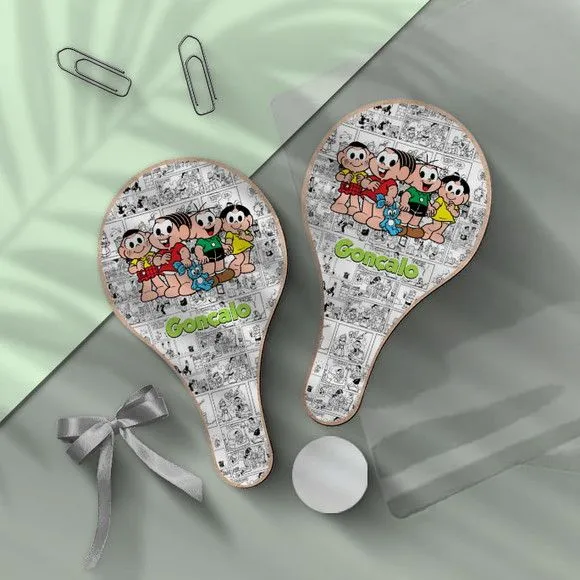 Raquete Ping Pong - Turma da Mônica Personalizada - feito à mão por Mi Papelaria Criativa
