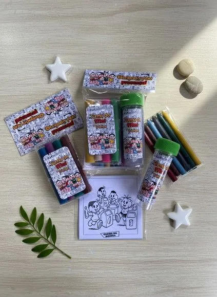 Kit Massinha + Giz + Bolha - Turma da Monica Personalizado - artesanato feito à mão por Mi Papelaria Criativa