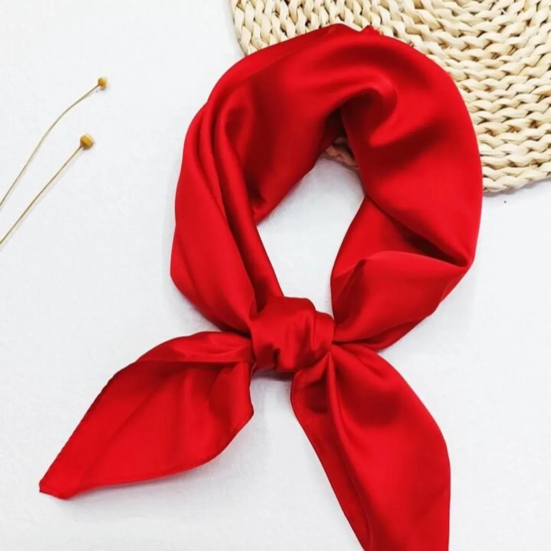 Lenço Vermelho 50x50 Cetim Lenço de Pescoço Acessório Feminino Bandana Festa - foto 2