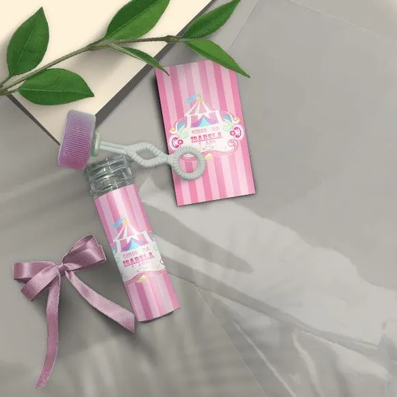 Bolha de Sabão - Circo Rosa Personalizado - artesanato feito à mão por Mi Papelaria Criativa