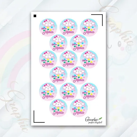 Cartela Adesiva Arco Íris Personalizada - artesanato feito à mão por Mi Papelaria Criativa