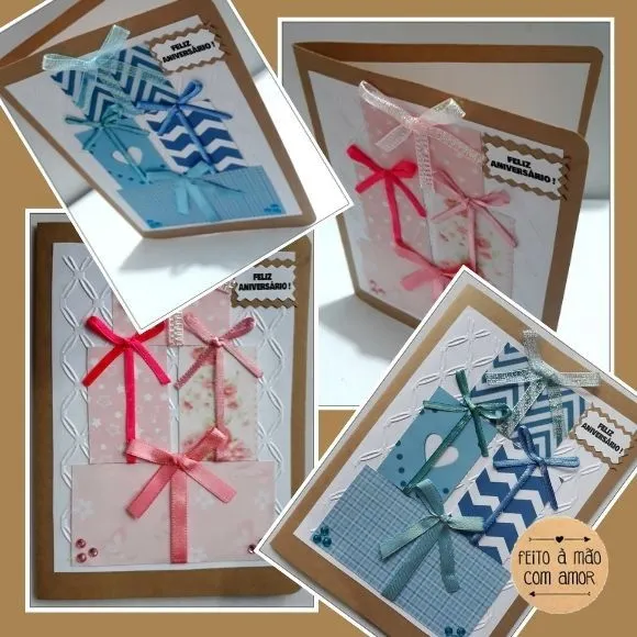 Cartão de Aniversário Presente Ii (azul e Rosa) - foto 2