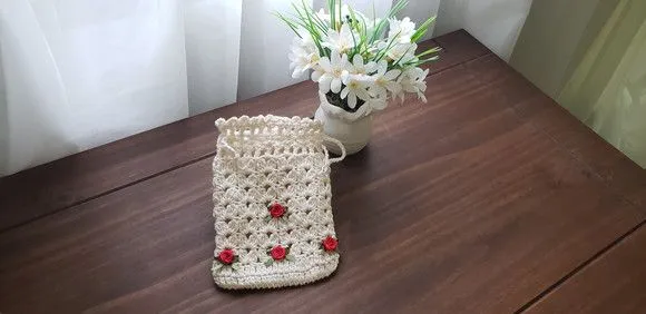 Ecopad (05 Unidades) e Bolsinha de Crochê Rococó Vermelho - foto 4