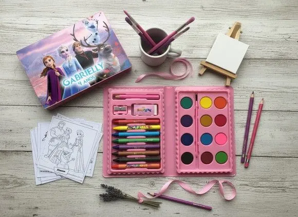 Estojo de Pintura Frozen Personalizado - artesanato feito à mão por Mi Papelaria Criativa