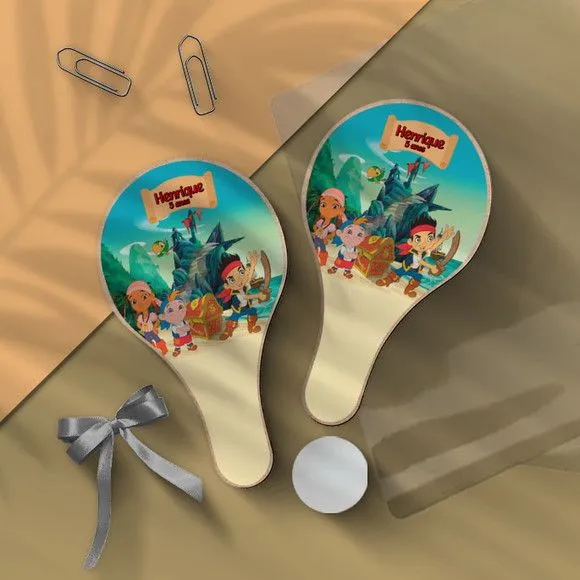 Raquete Ping Pong - Jake e os Piratas - feito à mão por Mi Papelaria Criativa
