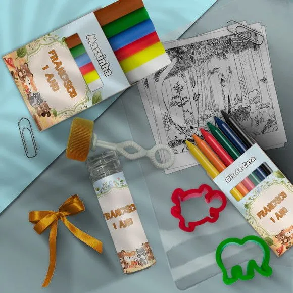 Kit Massinha Infantil Bosque Personalizado - feito à mão por Mi Papelaria Criativa