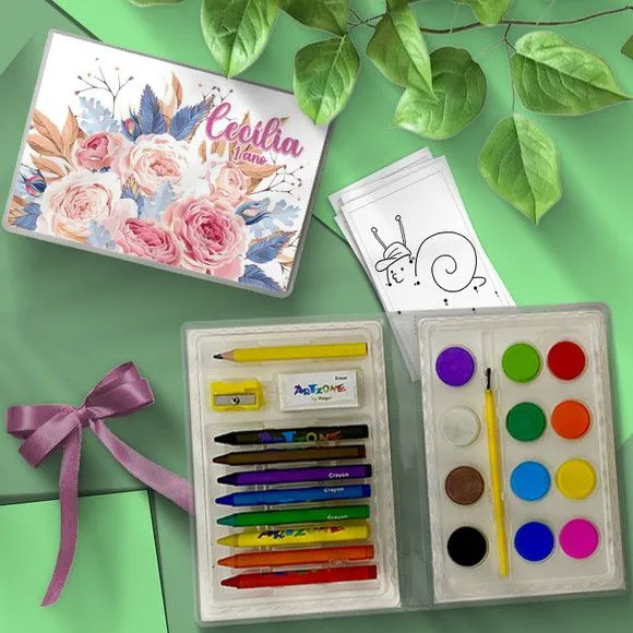 Estojo de Pintura - Floral Personalizado - artesanato feito à mão por Mi Papelaria Criativa