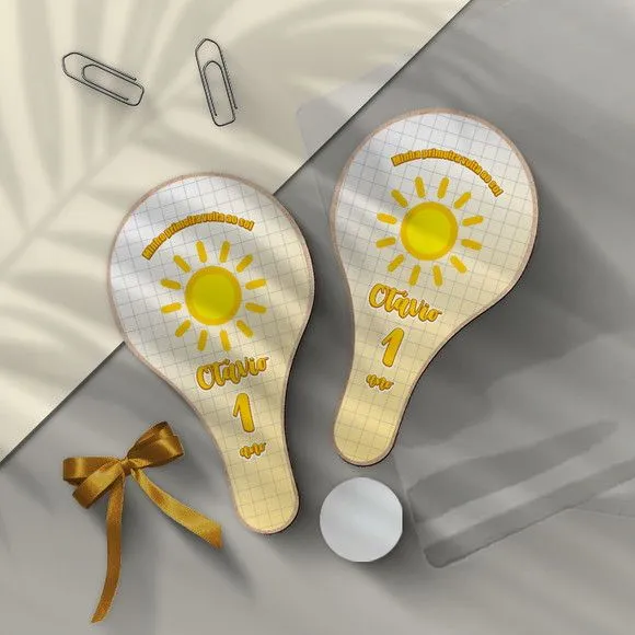 Raquete Ping Pong - Minha Primeira Volta ao Sol - feito à mão por Mi Papelaria Criativa