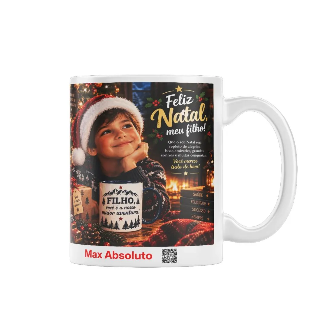 Caneca Porcelana Natal Filho com Árvores e Estrelas 325ml - foto 6