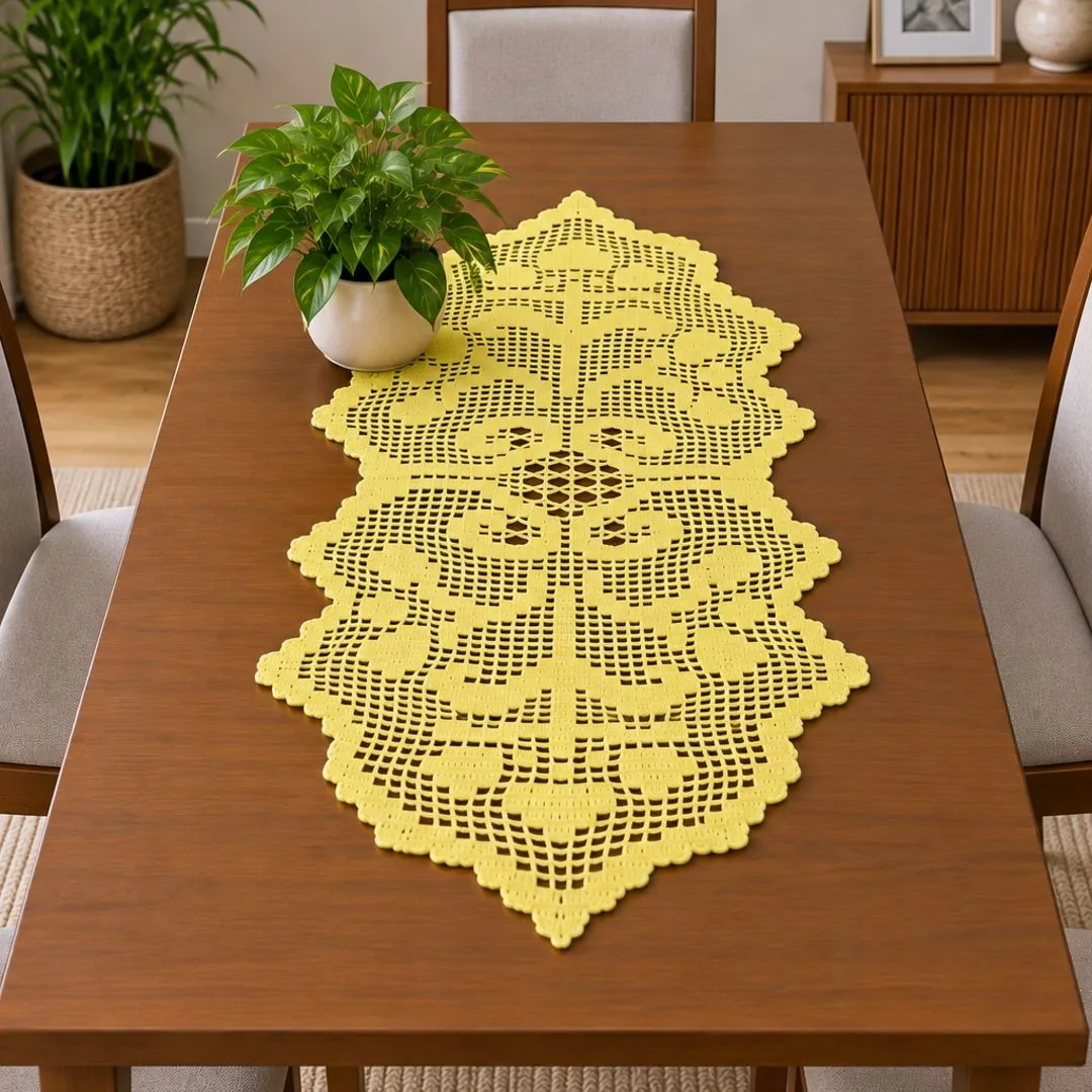 Caminho de mesa me crochê - artesanato feito à mão por Ivis by Hands