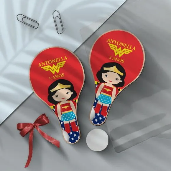 Raquete Ping Pong - Mulher Maravilha - feito à mão por Mi Papelaria Criativa