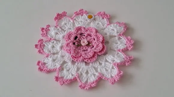 Pegador de Arm./fogão Crochê Rosa - foto 2