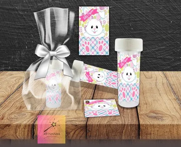 Bolha de Sabão Pascoa Personalizada - artesanato feito à mão por Artmanha Lembrancinhas