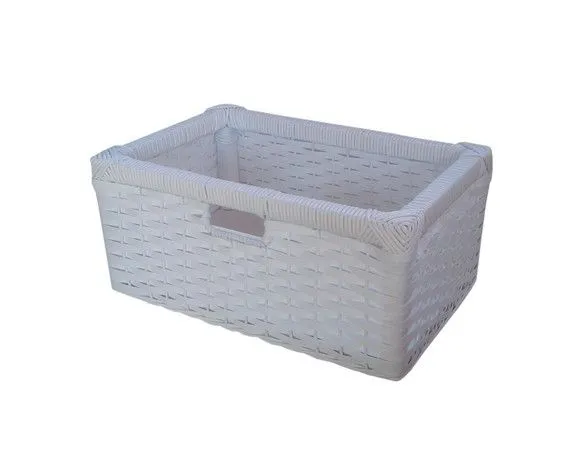 Cesto Gaveta Sintético Branco 50x30x20 - artesanato de Mundo Urbano