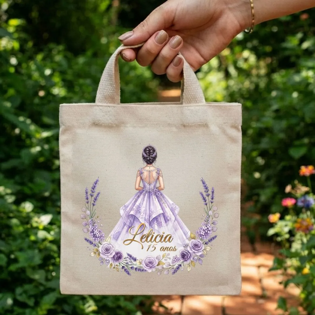 Lembrancinha Sacola Mini Ecobag Personalizada Algodão Cru 20x20 Estampa DTF 15 anos - foto 3