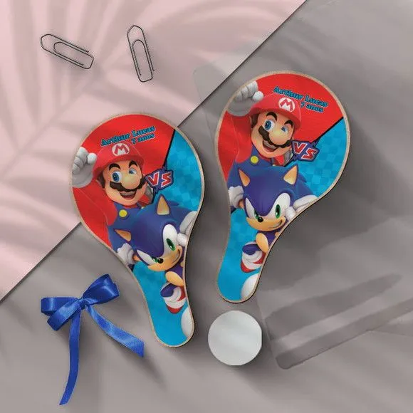 Raquete Ping Pong - Mario e Sonic Personalizada - feito à mão por Mi Papelaria Criativa