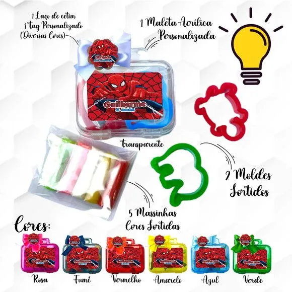 Mini Maleta com Massinhas Homem Aranha Personalizada - feito à mão por Mi Papelaria Criativa