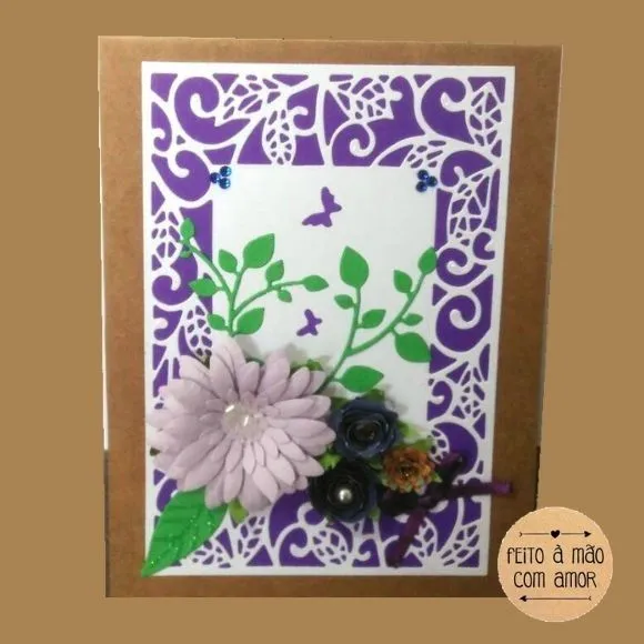 Cartão Caseiro - Flores Violetas - foto 3