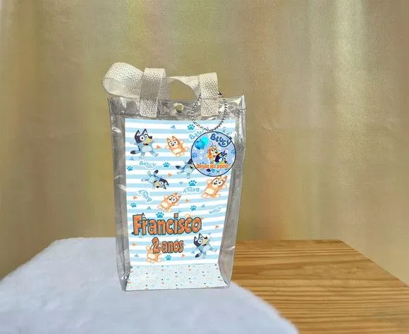 Sacola Transparente Bluey Personalizado - artesanato de Artmanha Lembrancinhas
