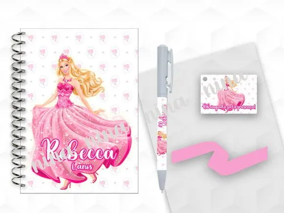 Bloquinho Grande com Caneta Barbie Personalizada - artesanato feito à mão por creativitybynina