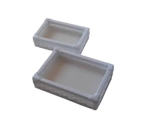 Kit Bandeja Vime Sintético Branca - artesanato de Mundo Urbano