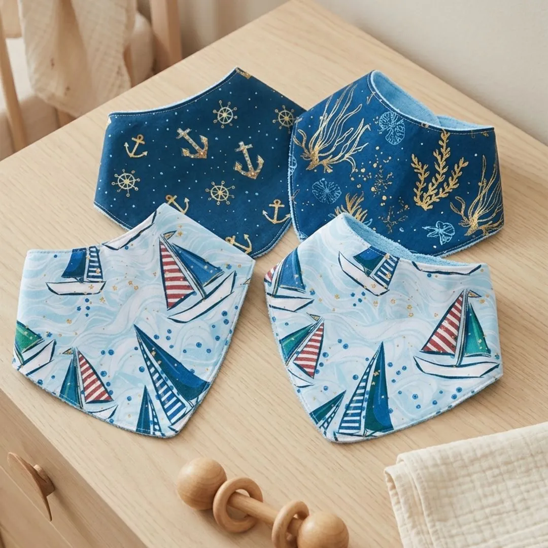 Kit 4 Babadores de Bebê Personalizados | Tema Marítimo Unissex - foto 7