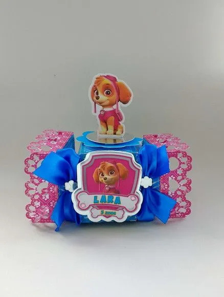 Caixa Bala Patrulha Canina Rosa Sky - artesanato de Fina Essência Papelaria Personalizada