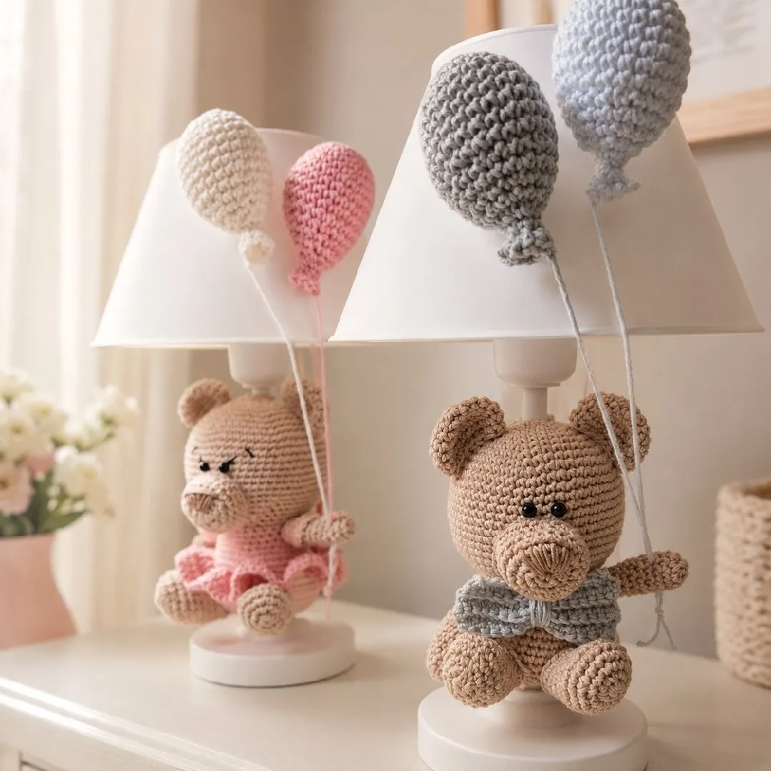 Abajur Amigurumi Personalizado - artesanato feito à mão por Drica & Bu Crochê