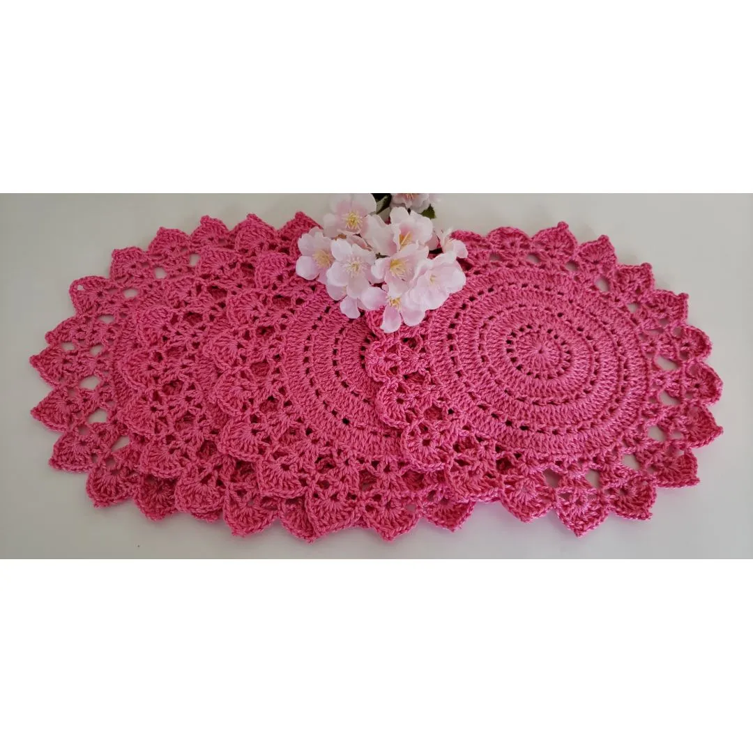 Jogo de 04 Toalhinhas em Crochê Pitaya Rosa (20 cm) - foto 4