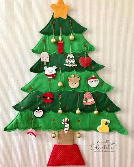 Árvore de natal em feltro para crianças 80cm