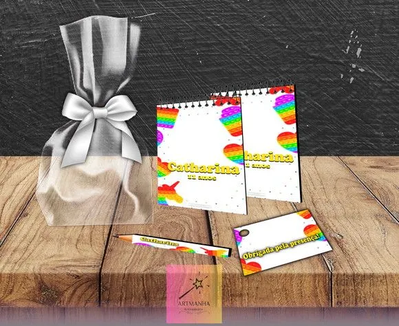 Bloquinho Pop It Personalizado - feito à mão por Artmanha Lembrancinhas