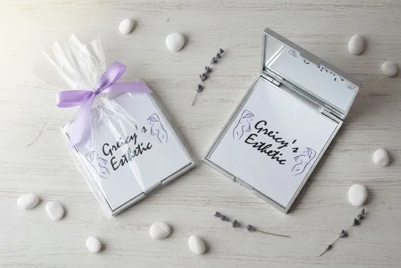 Lembrancinha Espelho - Logo Marca Personalizado - feito à mão por Mi Papelaria Criativa