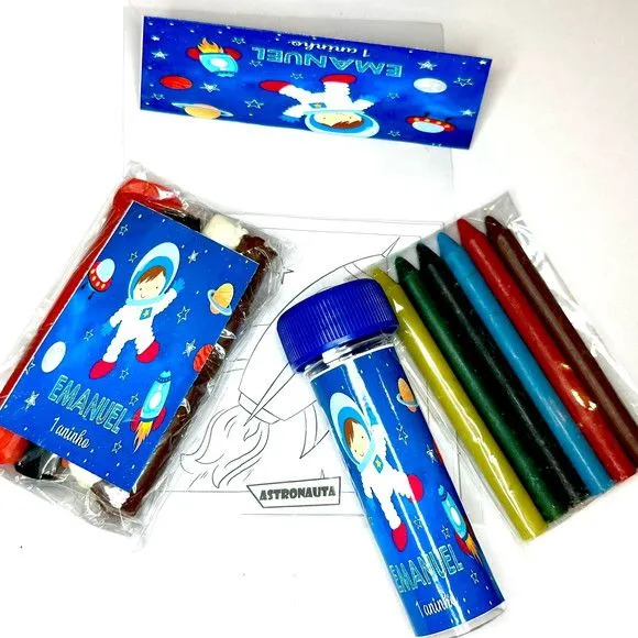 Kit Massinha + Giz + Bolha Astronauta Personalizado - foto 2