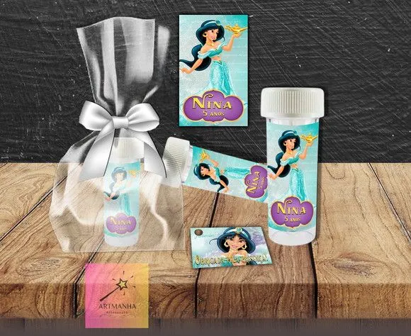 Bolha de Sabão Jasmine Personalizada - feito à mão por Artmanha Lembrancinhas