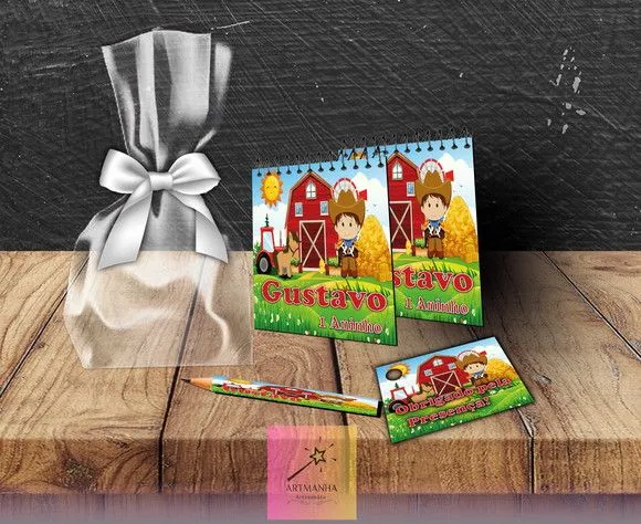 Bloquinho Fazendinha Personalizado - feito à mão por Artmanha Lembrancinhas