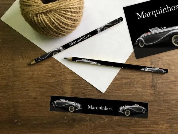 Lápis Carros Antigos Personalizado - feito à mão por Mi Papelaria Criativa