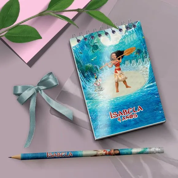 Bloquinho - Moana Personalizado - artesanato de Mi Papelaria Criativa