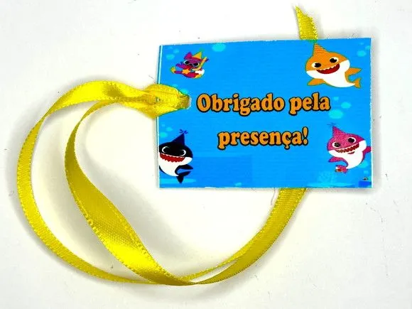 Tag Baby Shark Personalizada - feito à mão por Mi Papelaria Criativa