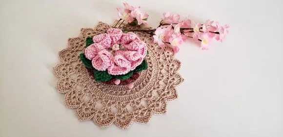 Sachê Porta Sabonete em Crochê Rosa Candy - foto 5