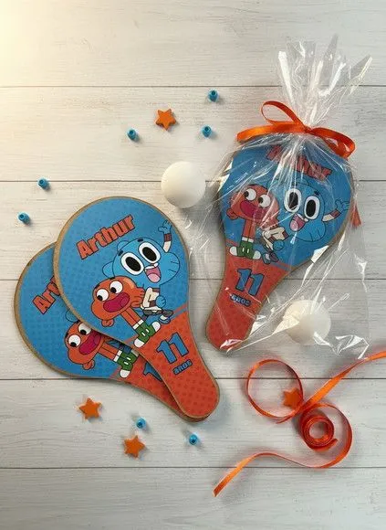 Raquete Ping Pong - Mundo de Gumball - feito à mão por Mi Papelaria Criativa