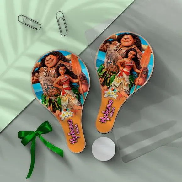 Raquete Ping Pong - Moana Personalizada - feito à mão por Mi Papelaria Criativa