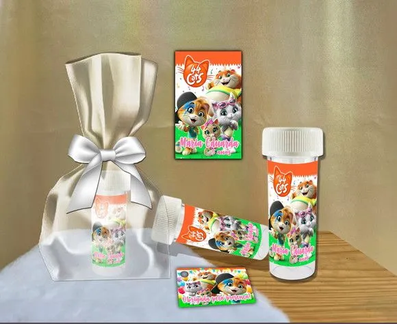 Bolha de Sabão 44 Gatos Personalizada - feito à mão por Artmanha Lembrancinhas