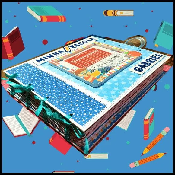 Álbum de Fotos Personalizado Minha Escola Gigante sem Caixa - artesanato de Ateliê de Criação Usina Caseira