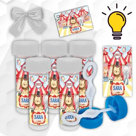Bolinha de Sabão Circo Personalizada - artesanato feito à mão por Mi Papelaria Criativa