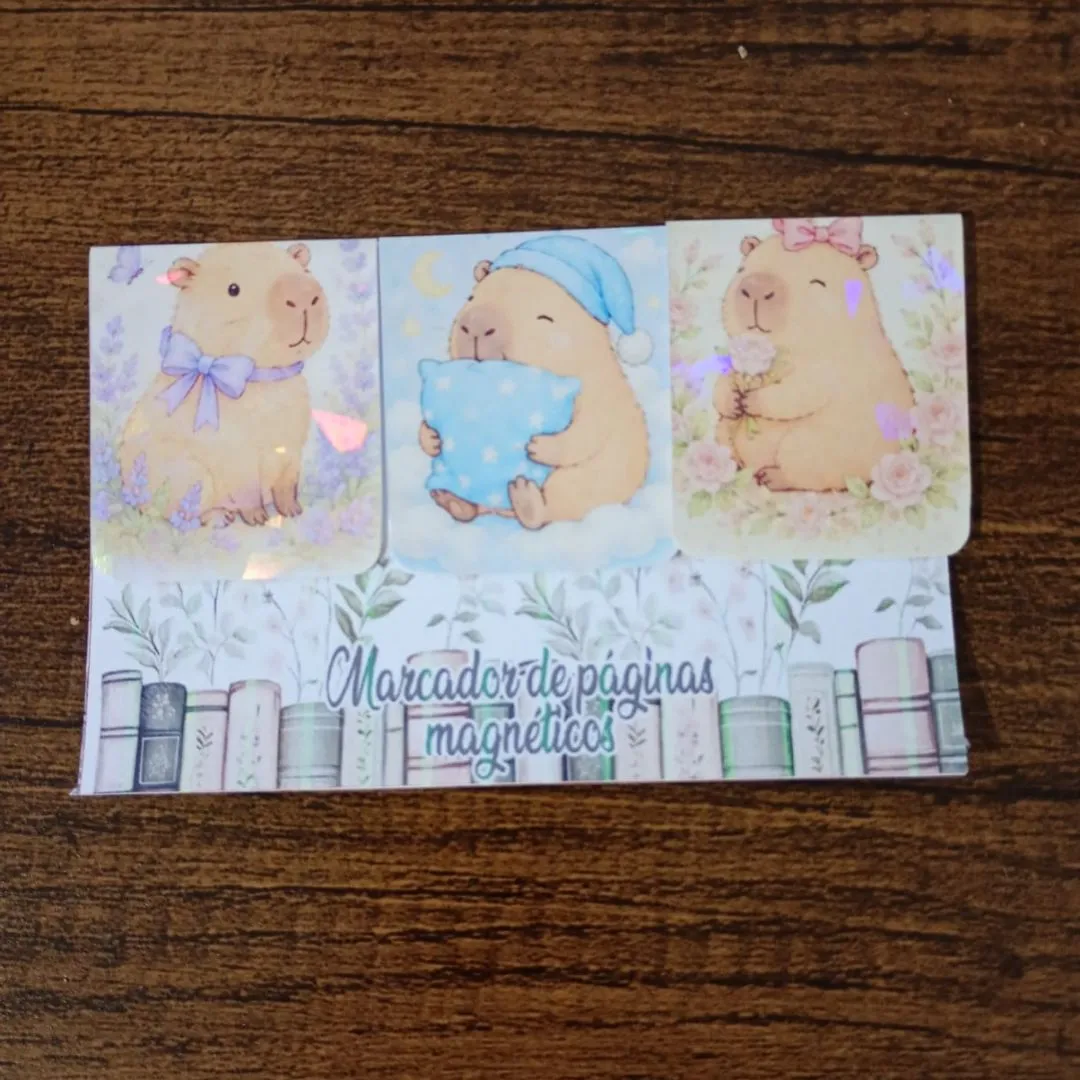 Marcador de Página Magnético Trio 6 - "Capivaras" - artesanato de Emejhu Personalizados